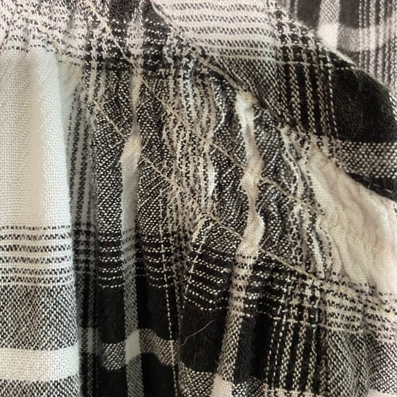 LOFT Linen blend Lightweight Peasant Style Plaid Blouse M - Picture 5 of 6